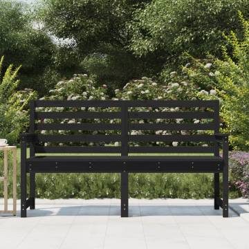 Garden Bench Black 159.5x48x91.5 cm Solid Wood Pine - HipoMarket