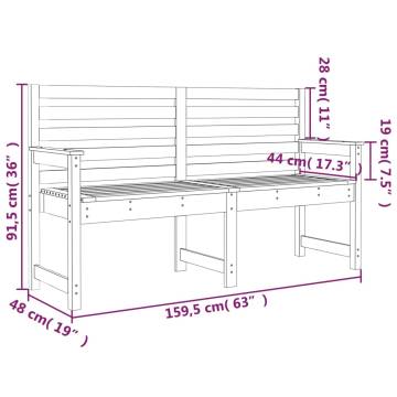 Garden Bench Black 159.5x48x91.5 cm Solid Wood Pine - HipoMarket