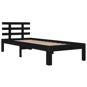 Modern Black Solid Wood Bed Frame 100x200 cm for Stylish Bedrooms