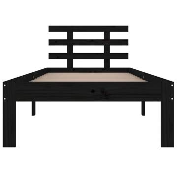 Modern Black Solid Wood Bed Frame 100x200 cm for Stylish Bedrooms