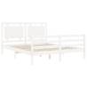 Bed Frame with Headboard - White King Size Solid Wood