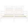 Bed Frame with Headboard - White King Size Solid Wood