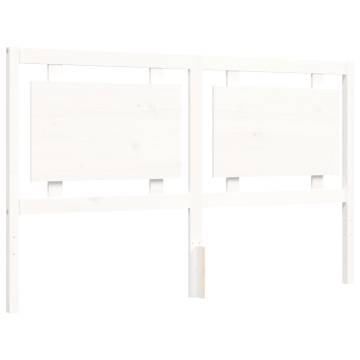 Bed Frame with Headboard - White King Size Solid Wood