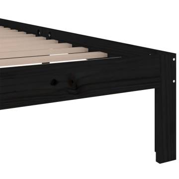 Modern Black Solid Wood Bed Frame 100x200 cm for Stylish Bedrooms