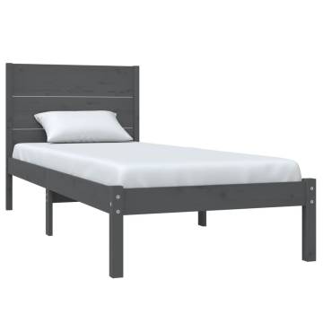 Grey Solid Wood Pine Bed Frame 90x200 cm - Classic Design