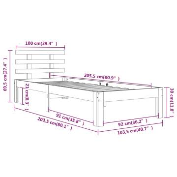 Modern Black Solid Wood Bed Frame 100x200 cm for Stylish Bedrooms