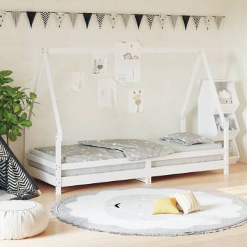 Kids Bed Frame White 90x200 cm | Solid Pine Wood Design