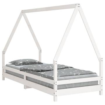 Kids Bed Frame White 90x200 cm | Solid Pine Wood Design