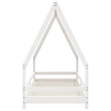 Kids Bed Frame White 90x200 cm | Solid Pine Wood Design