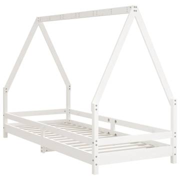 Kids Bed Frame White 90x200 cm | Solid Pine Wood Design