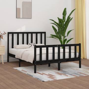 Buy Bed Frame Black Solid Wood 150x200 cm King Size