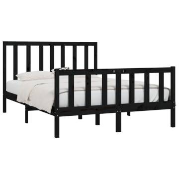 Buy Bed Frame Black Solid Wood 150x200 cm King Size