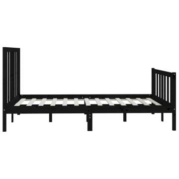 Buy Bed Frame Black Solid Wood 150x200 cm King Size