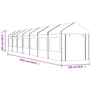 Gazebo with Roof White - 15.61x2.28m Polyethylene Pavilion