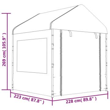 Gazebo with Roof White - 15.61x2.28m Polyethylene Pavilion