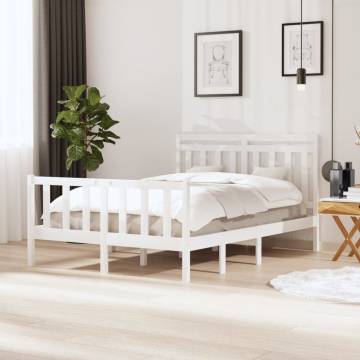 White Solid Wood Bed Frame 135x190 cm Double | HipoMarket