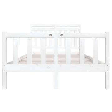 White Solid Wood Bed Frame 135x190 cm Double | HipoMarket