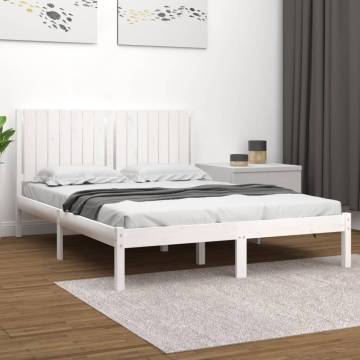 White Solid Wood Pine Bed Frame 160x200 cm - Modern Design