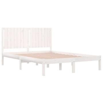 White Solid Wood Pine Bed Frame 160x200 cm - Modern Design