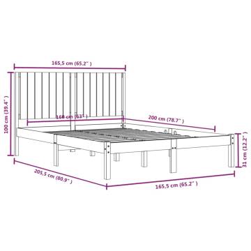 White Solid Wood Pine Bed Frame 160x200 cm - Modern Design