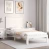 Bed Frame with Headboard White Single Solid Wood Colour white Size 90 x 190 cm 