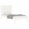 White Single Bed Frame with Headboard - Solid Wood