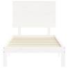 White Single Bed Frame with Headboard - Solid Wood