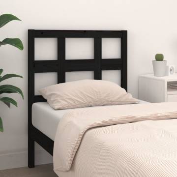 Black Solid Wood Bed Headboard - 105.5x4x100 cm