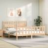 Bed Frame with Headboard Super King Size Solid Wood Colour natural Size 180 x 200 cm 