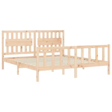 Super King Size Solid Wood Bed Frame with Headboard | Hipo Market