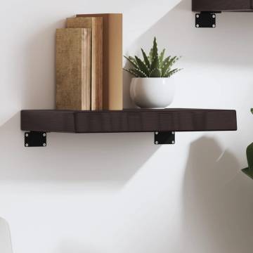 Wall Shelf Dark Brown - Solid Oak Wood | Hipo Market UK