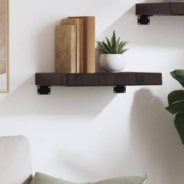 Wall Shelf Dark Brown - Solid Oak Wood | Hipo Market UK