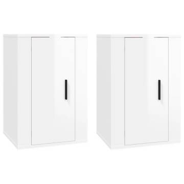 High Gloss White Wall Mounted TV Cabinets - 2 pcs | HipoMarket