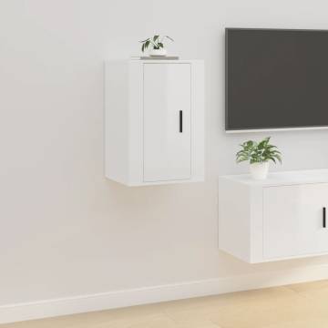 High Gloss White Wall Mounted TV Cabinets - 2 pcs | HipoMarket