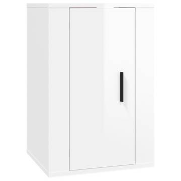 High Gloss White Wall Mounted TV Cabinets - 2 pcs | HipoMarket