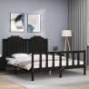 Bed Frame with Headboard Black King Size Solid Wood Colour black Size 150 x 200 cm 