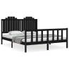 Stylish Black King Size Bed Frame with Headboard - Solid Wood