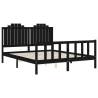 Stylish Black King Size Bed Frame with Headboard - Solid Wood