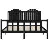 Stylish Black King Size Bed Frame with Headboard - Solid Wood