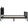 Stylish Black King Size Bed Frame with Headboard - Solid Wood