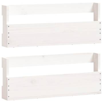 Wall-Mounted Shoe Racks - 2 pcs White Solid Pine Wood | HipoMarket