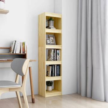 Stylish Book Cabinet & Room Divider - Solid Pinewood 40x30x167.5cm