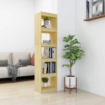 Stylish Book Cabinet & Room Divider - Solid Pinewood 40x30x167.5cm