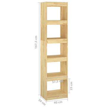 Stylish Book Cabinet & Room Divider - Solid Pinewood 40x30x167.5cm