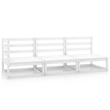 3 Piece Garden Lounge Set - White Solid Pinewood | HipoMarket