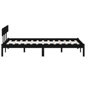 Black Solid Wood Bed Frame - 140x190 cm | Hipomarket