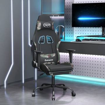 Gaming Chair with Footrest - Black & Camouflage Fabric