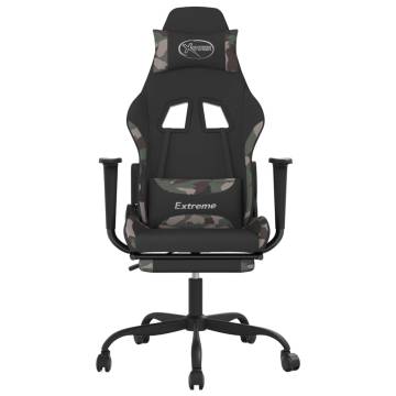 Gaming Chair with Footrest - Black & Camouflage Fabric