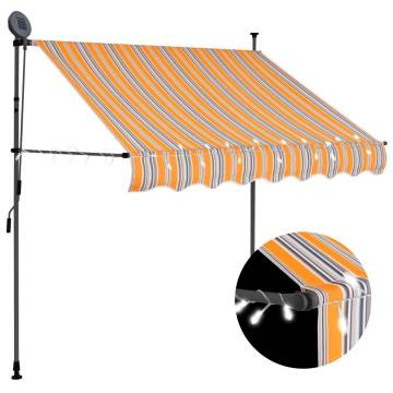 Manual Retractable Awning with LED, 100 cm - Yellow & Blue