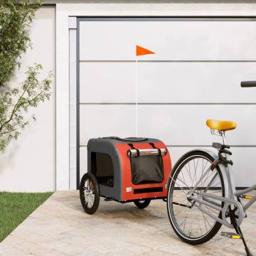 Pet Bike Trailer - Orange & Grey Oxford Fabric, Iron Frame